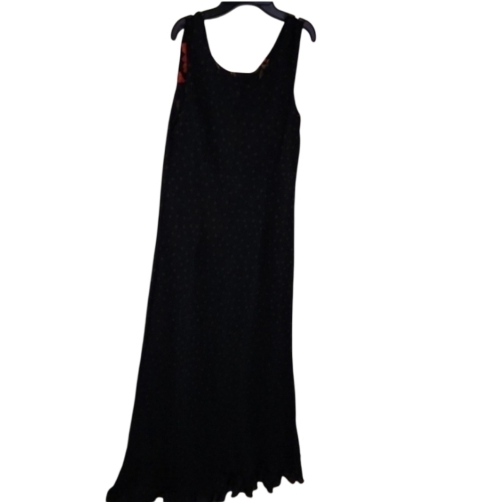Polka Dot Womens Maxi Dress reversable flower Rose Size S M see measurements